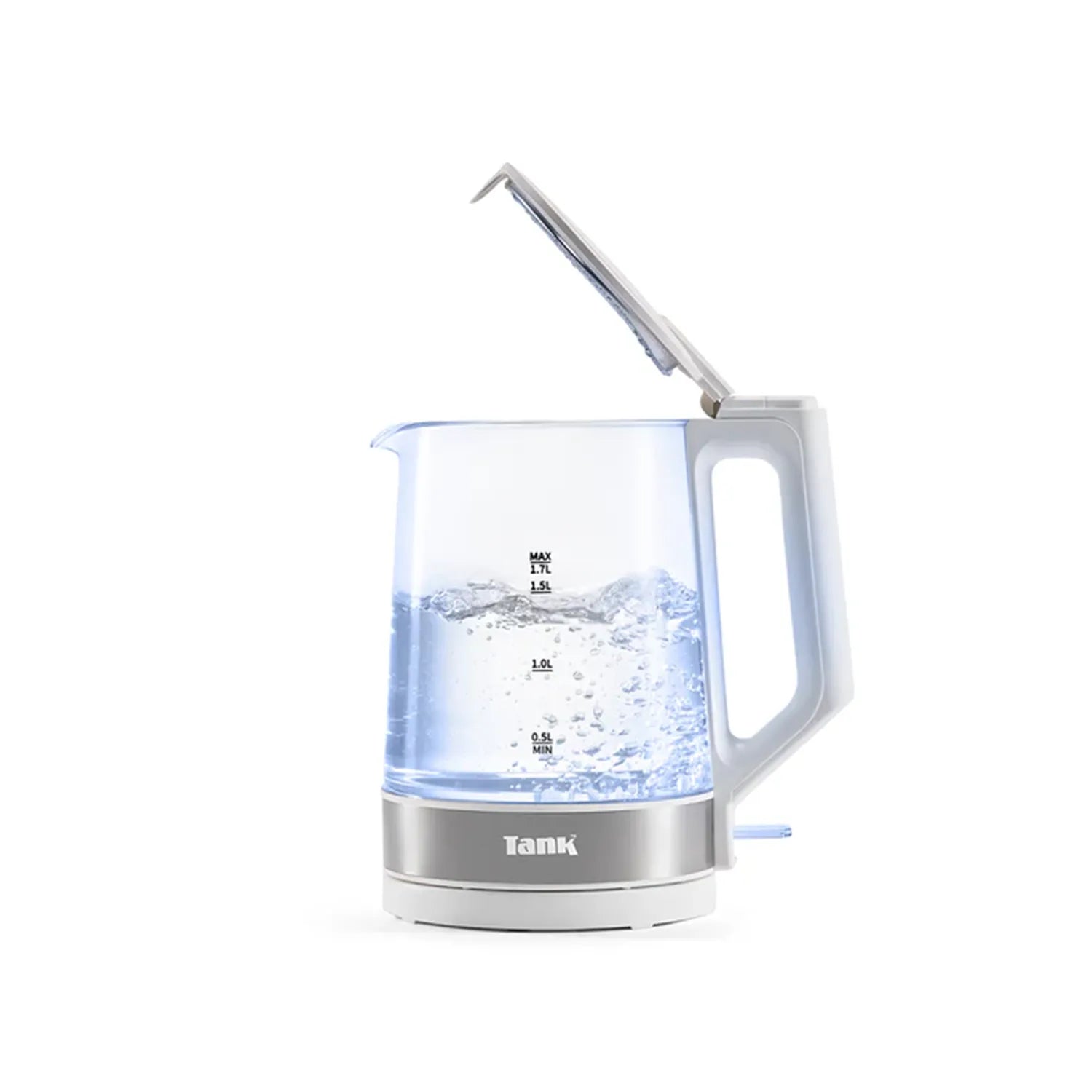 Tank Glass Kettle, 1.7L Capacity, 1850 Watts, White, KG-2318 - 2 Year Warranty