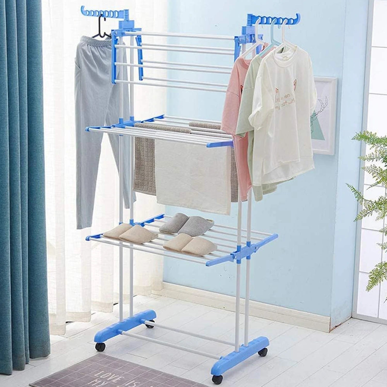 Folding Mobile Clothes Dryer, 4 Levels 4 Wheels