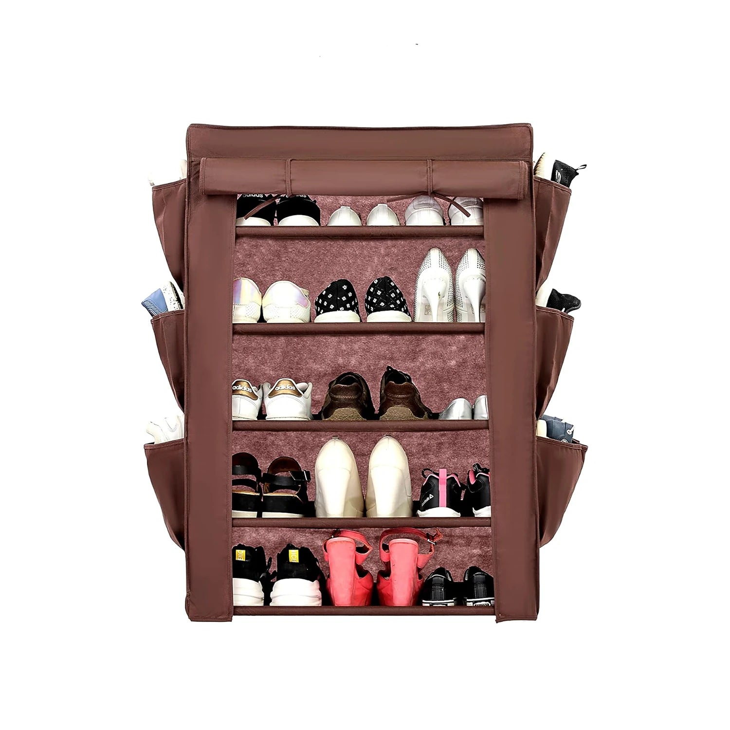 Shoe Rack W/Fabric Cover,5 Shelves & 6 Pockets