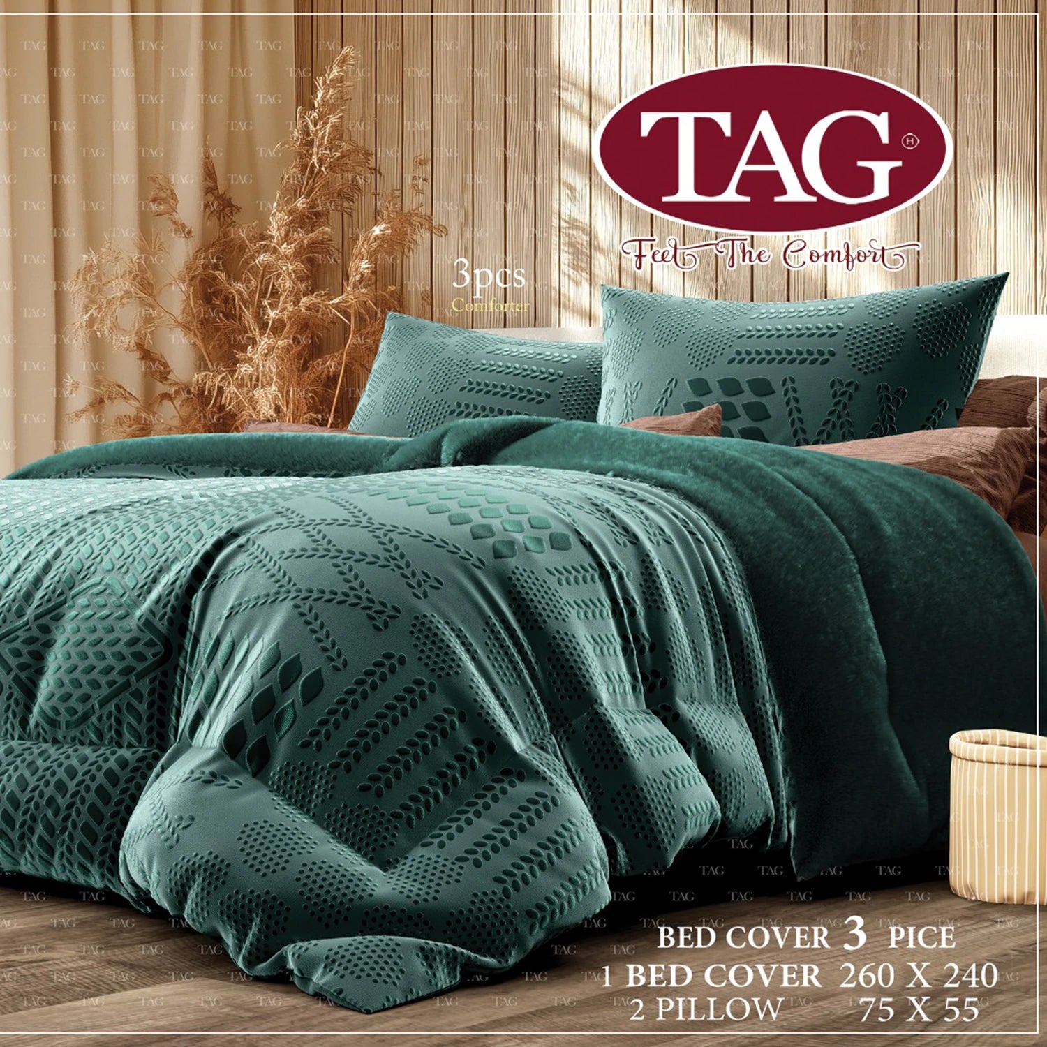 Tag Burley Plush Quilt Set, 3 Pieces