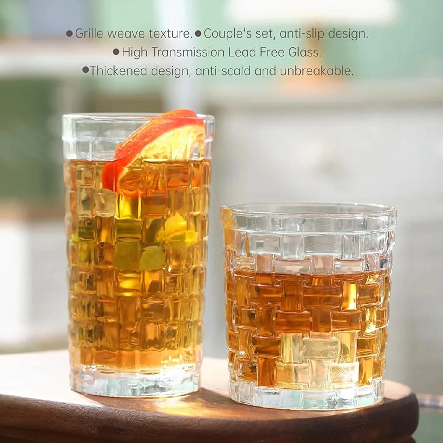 Square Design Premium Drink Glass Set, 400 ml