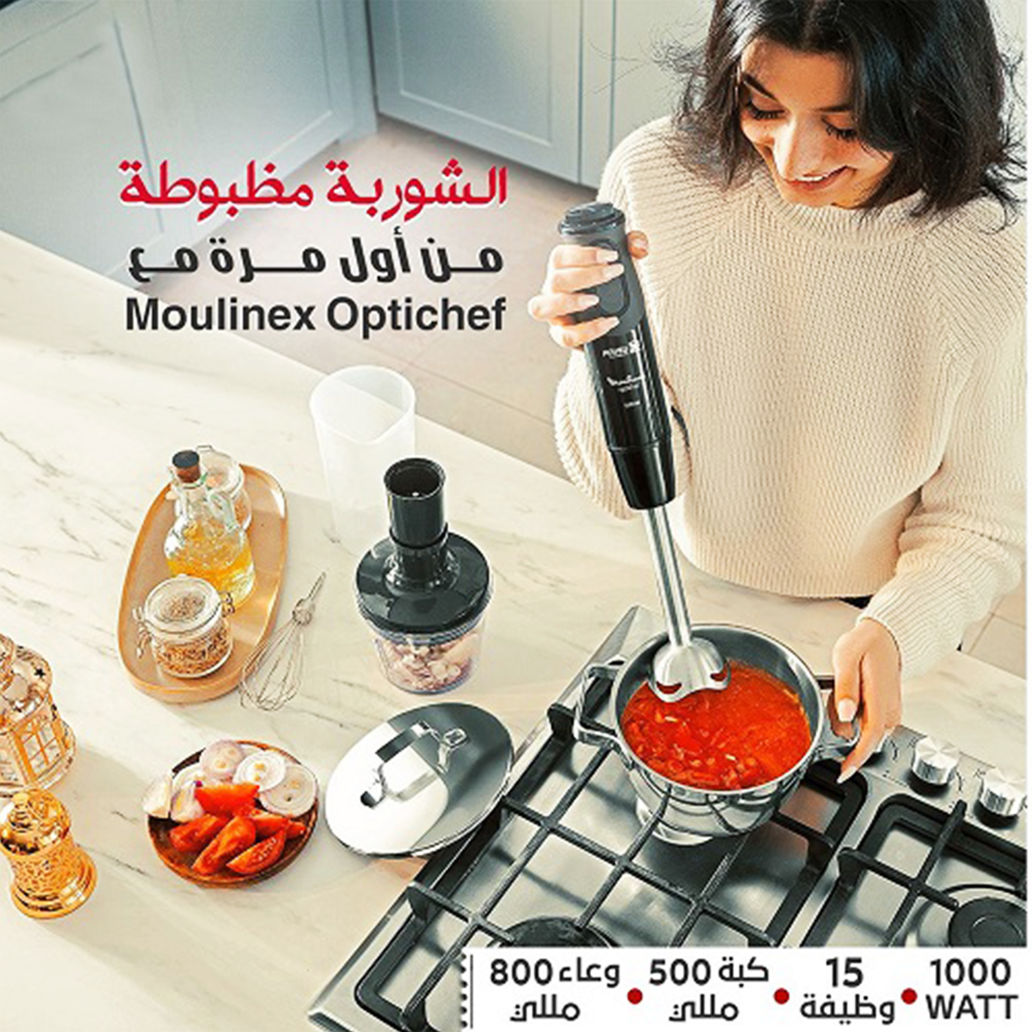 Moulinex Optichef Hand Blender, 1000 Watt, • DD6552EG