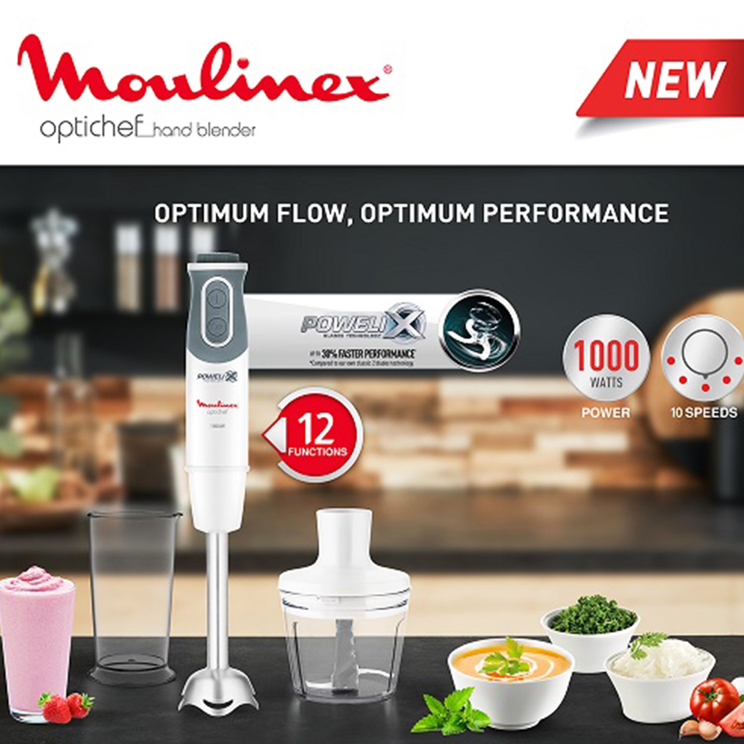 Moulinex Optichef Hand Blender, 1000 Watt, • DD6551EG