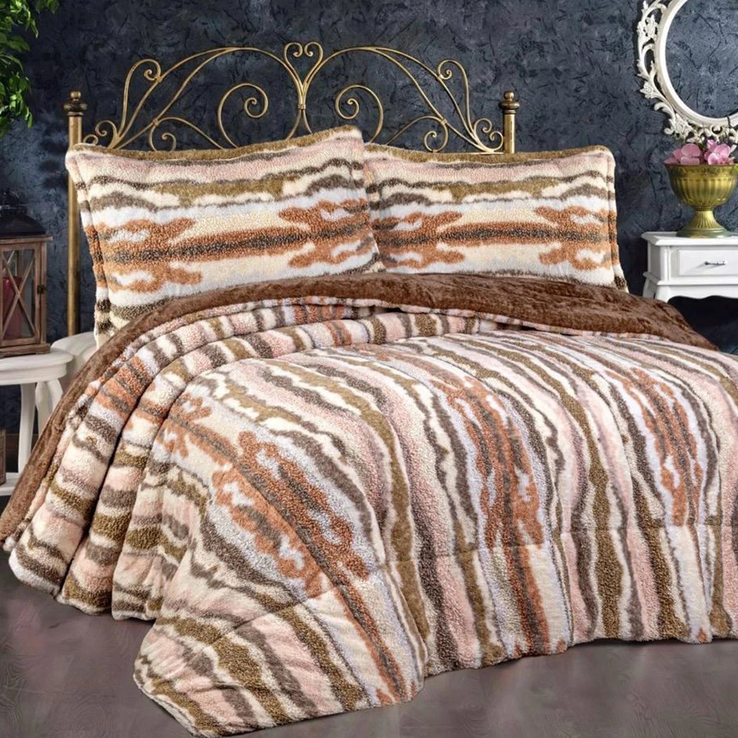 Astera Ayana Fur Quilt Set, 3 Pieces