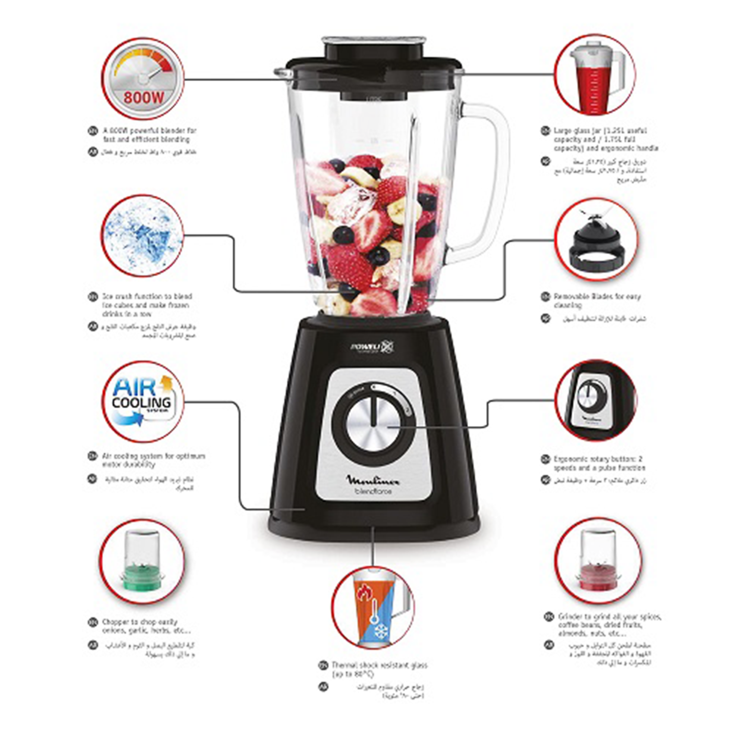 Moulinex Blendforce Blender, 800 Watt, • LM4358EG