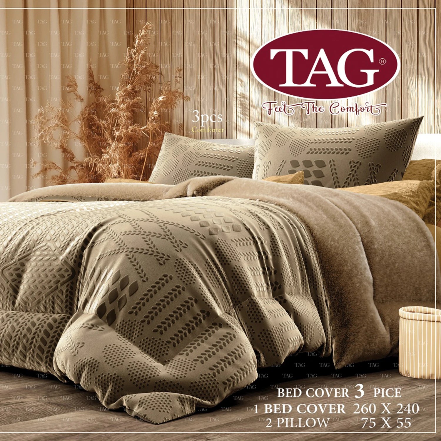 Tag Burley Plush Quilt Set, 3 Pieces