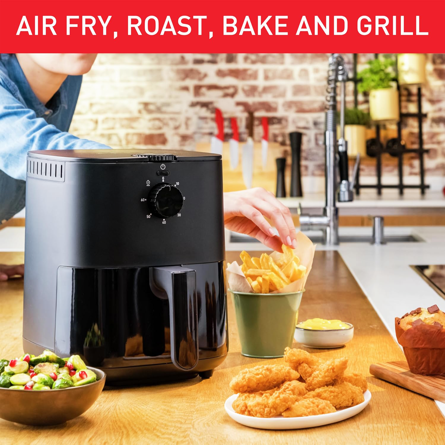 Tefal  Air Fryer, 3.5 Liters, 1500 Watt, Black • EY1308EG