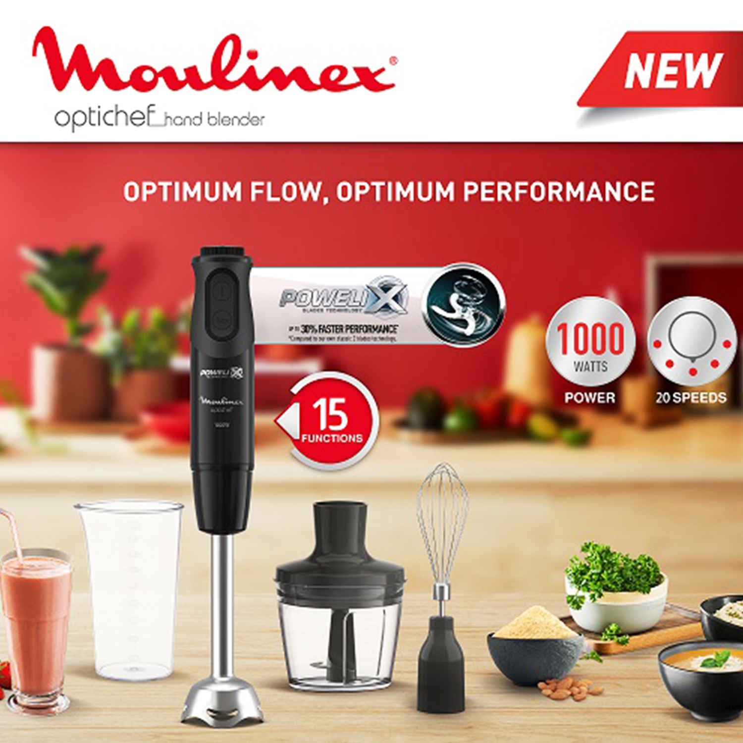 Moulinex Optichef Hand Blender, 1000 Watt, • DD6552EG