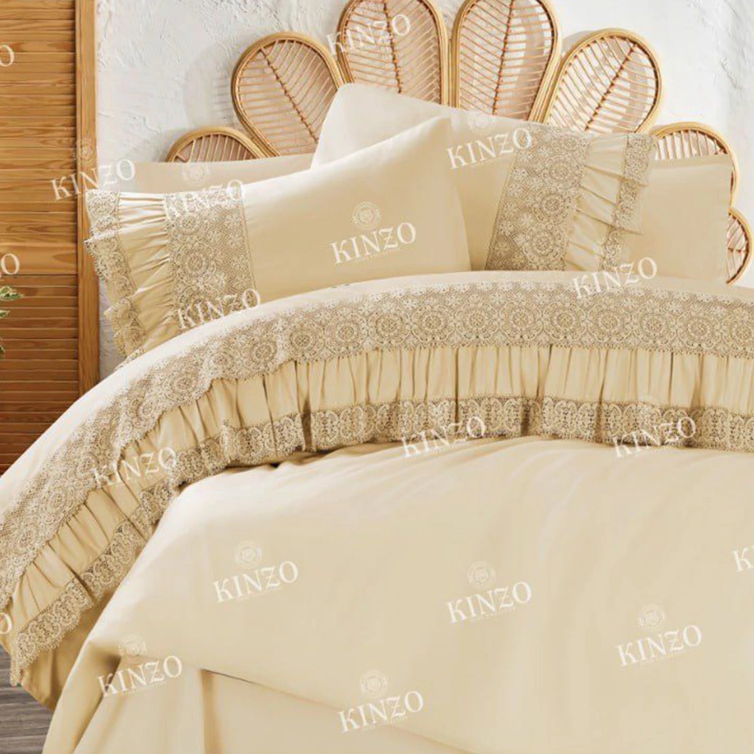 Kinzo Katrina Embroidered Bed Sheet Set, 4 Pieces