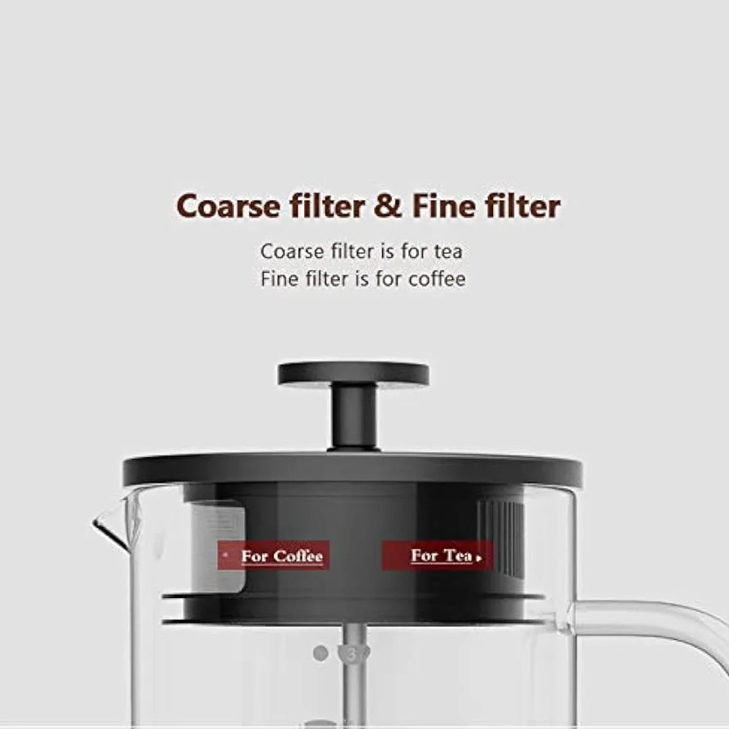 French Press Coffee Maker Double Filter Mesh 600ml