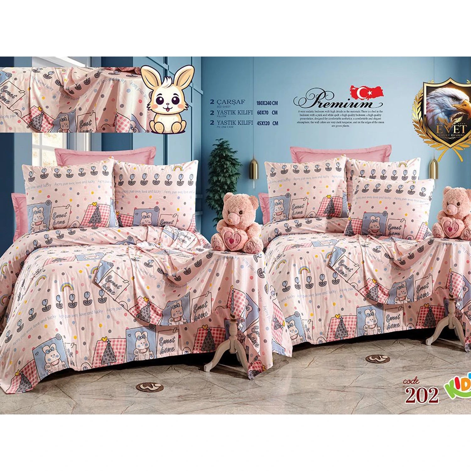 Printed Baby Bed sheet Set, 6 pcs