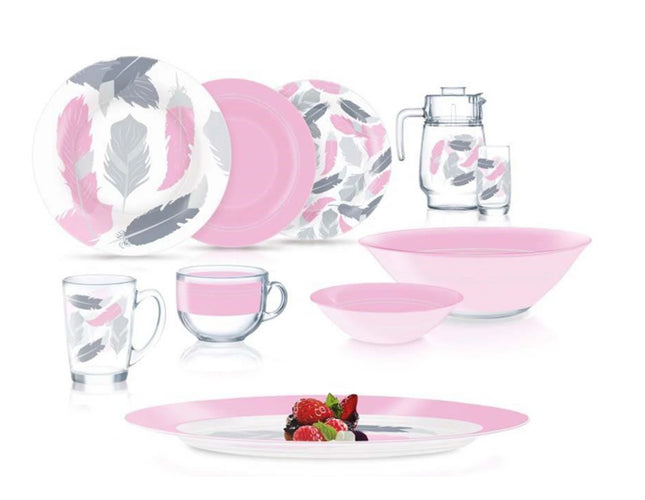 Luminarc Tirana Pink Dinner Set, 46 Pieces