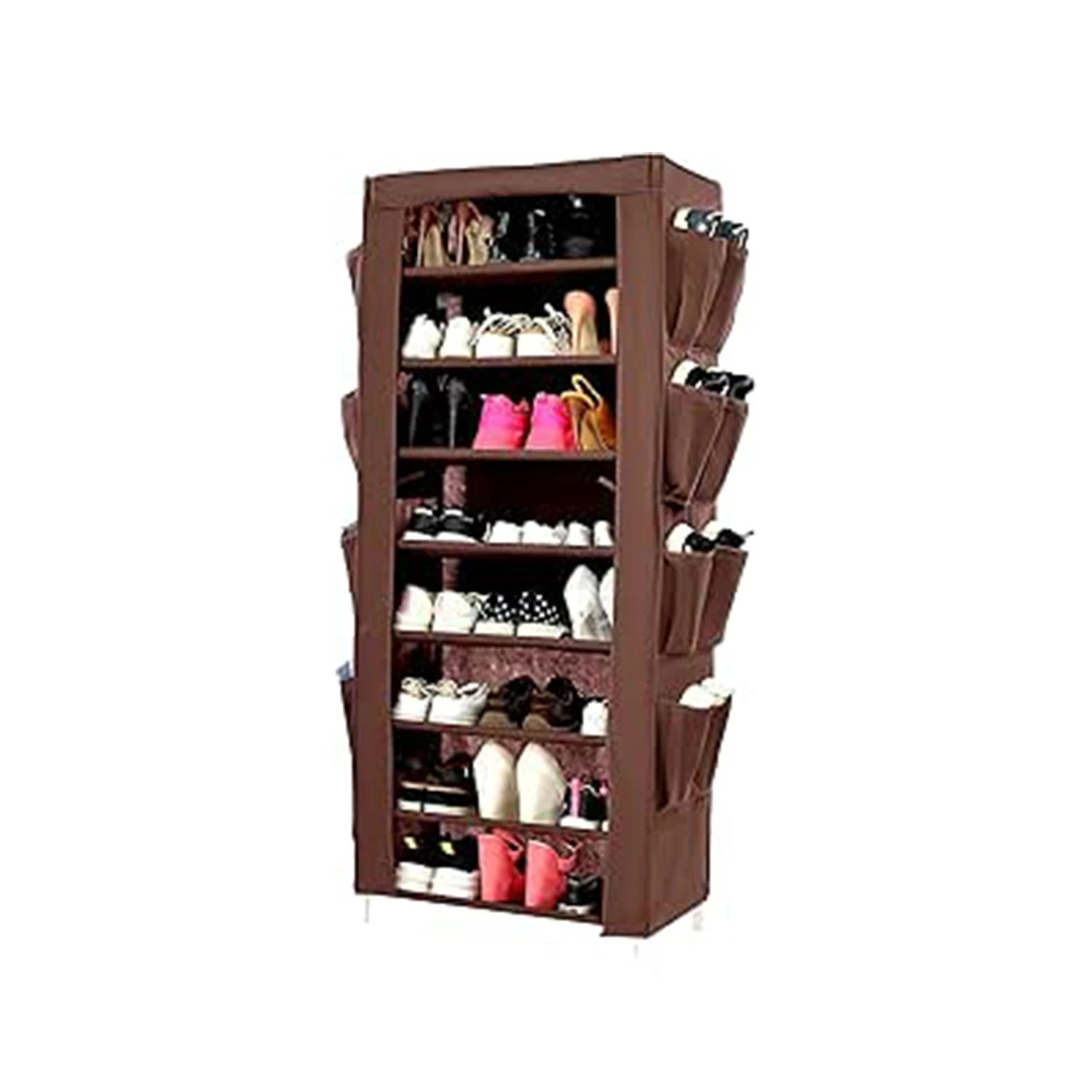 Shoe Rack W/Fabric Cover,8 Shelves & 8 Pockets