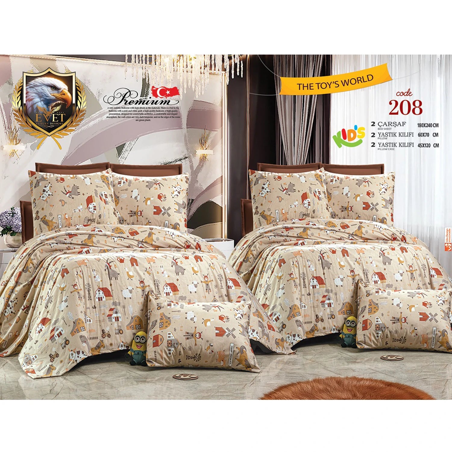 Printed Baby Bed sheet Set, 6 pcs