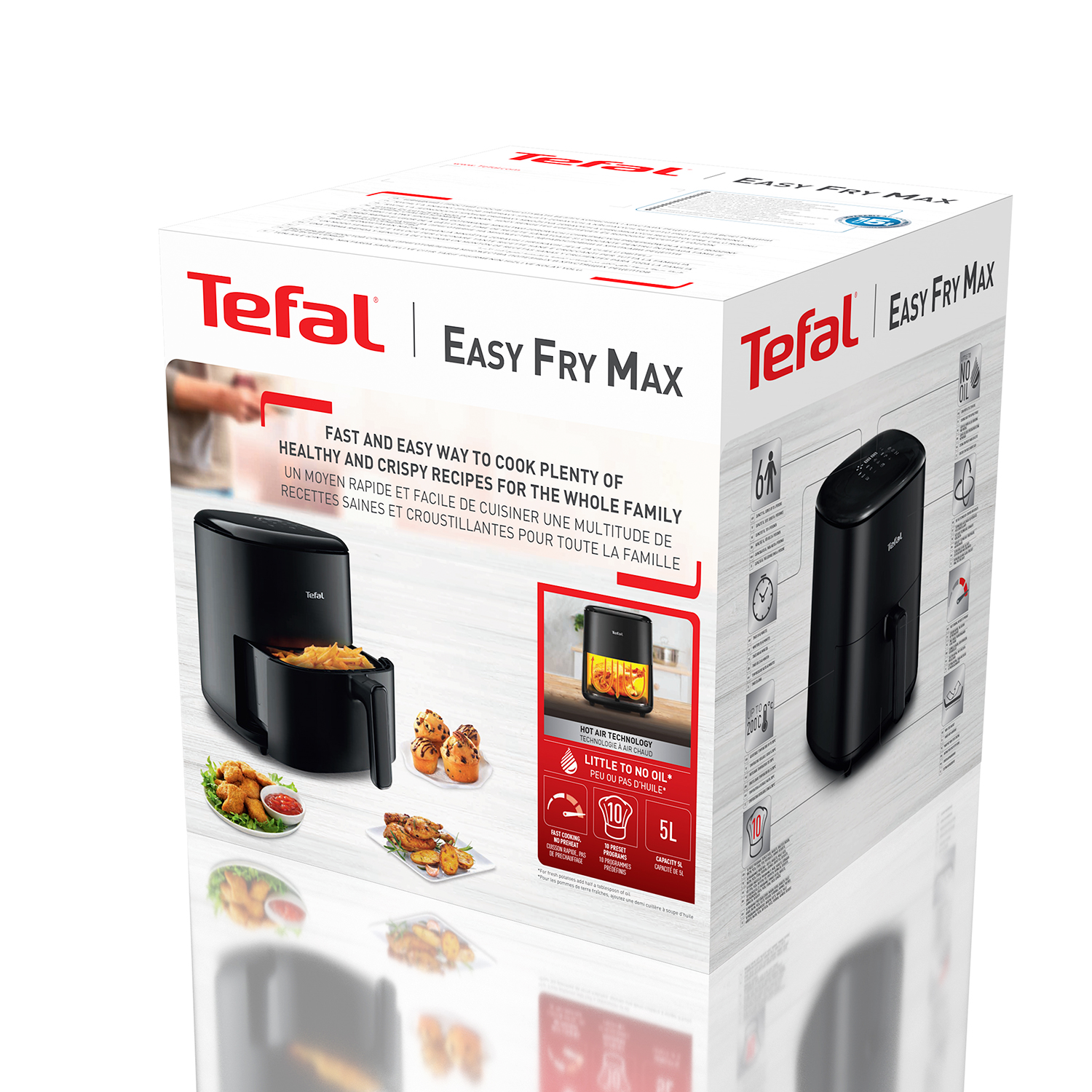 Tefal Air Fryer, 5 Liter, 1500 Watt, Black • EY2458EG